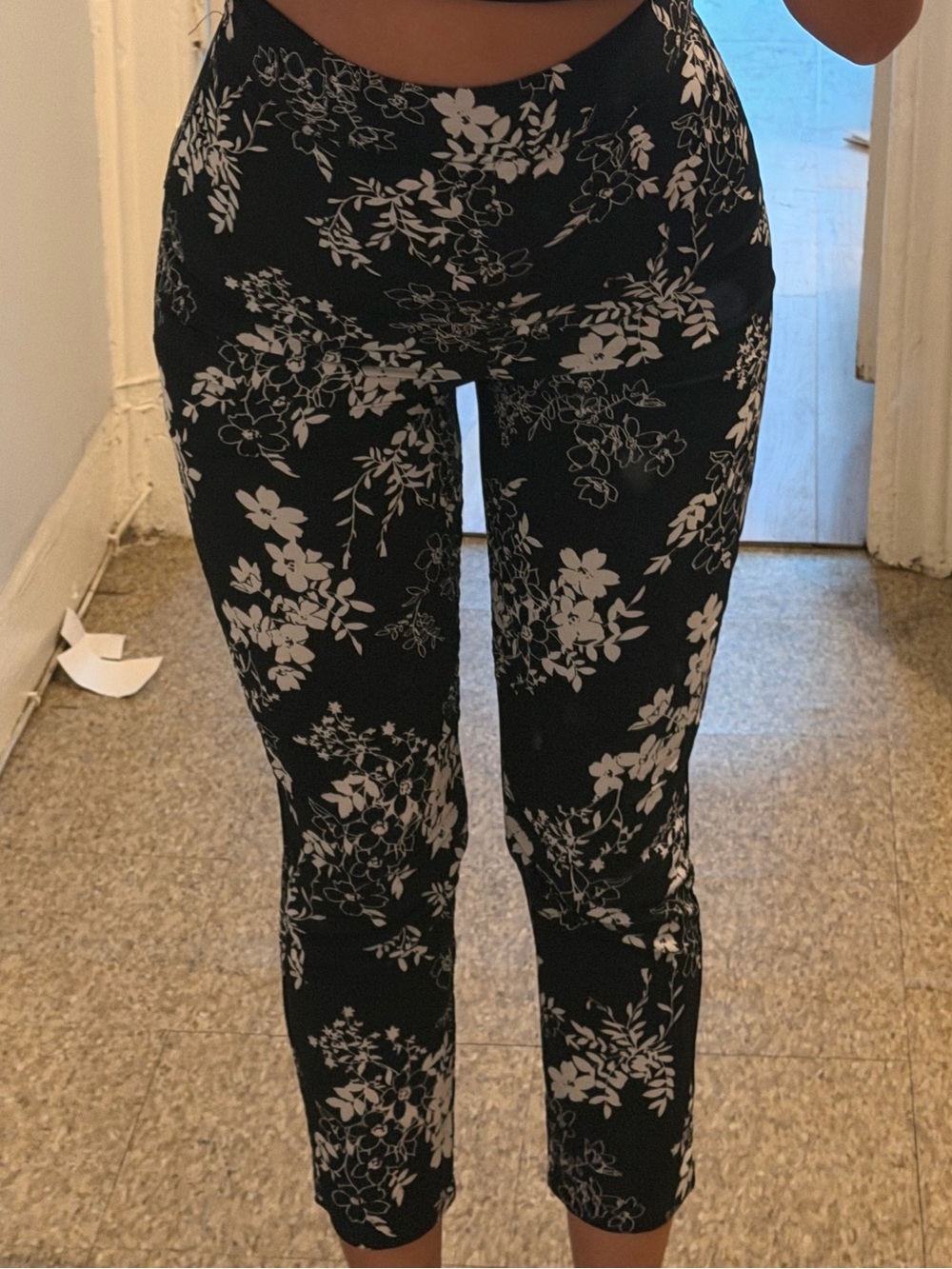 Boohoo Black and White Floral Top